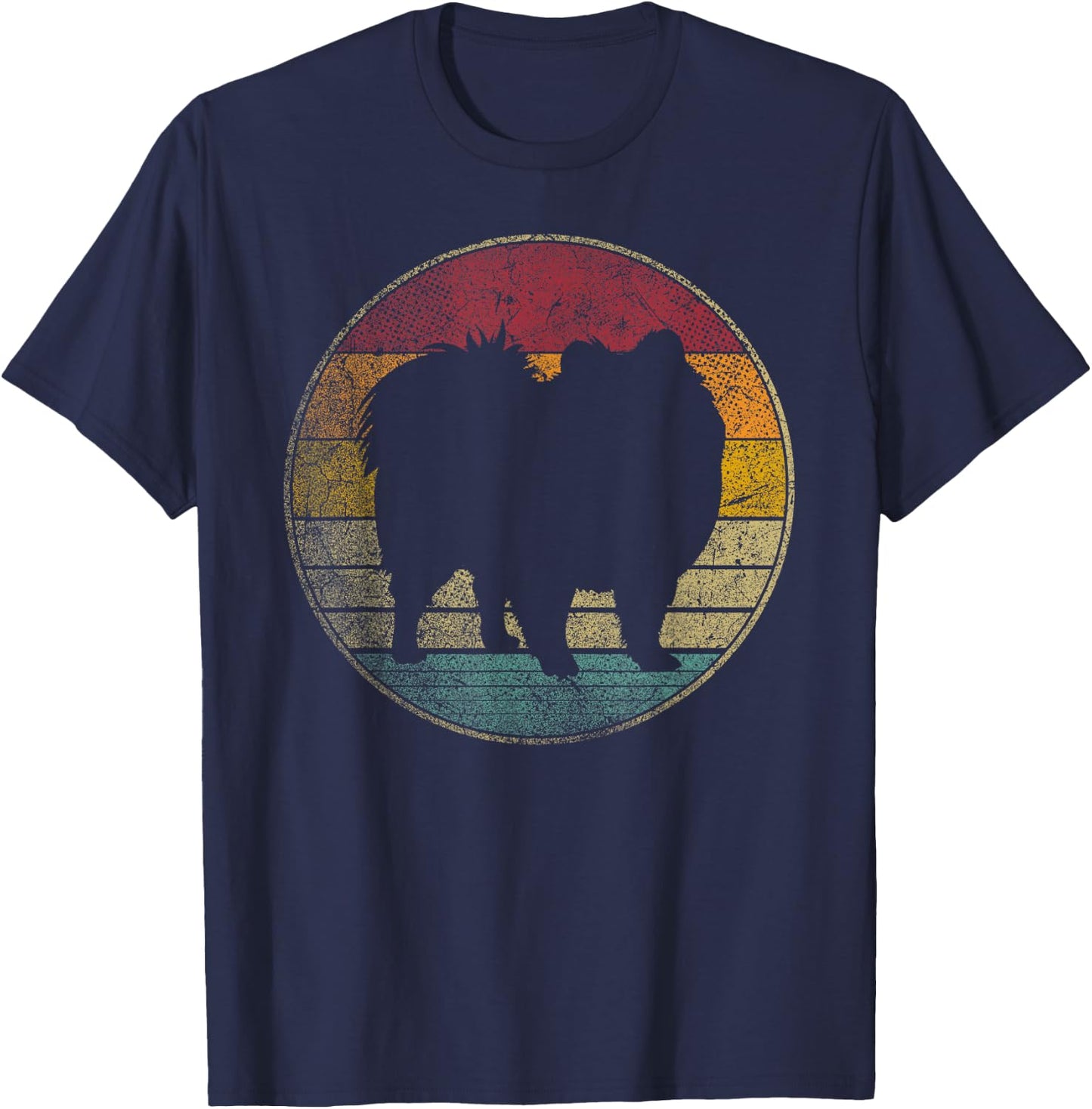 Pomeranian Dog Vintage Distressed Retro 70s 80s Gift Love Men Women Kids T-Shirt - T-Shirt | Navy