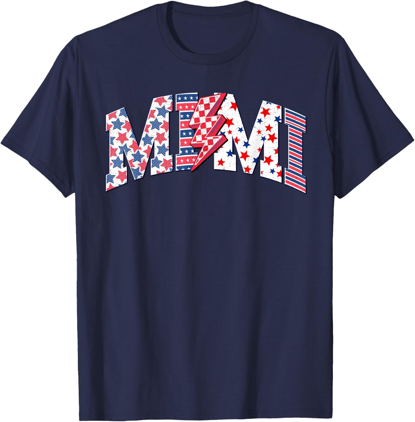 4th of July Mimi Lightning Bolt Stars Stripes Women T-Shirt - T-Shirt | Navy