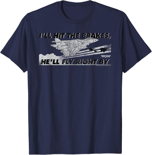 Top Gun I'll Hit the Brakes Retro Logo Action Movie T-Shirt - T-Shirt | Navy