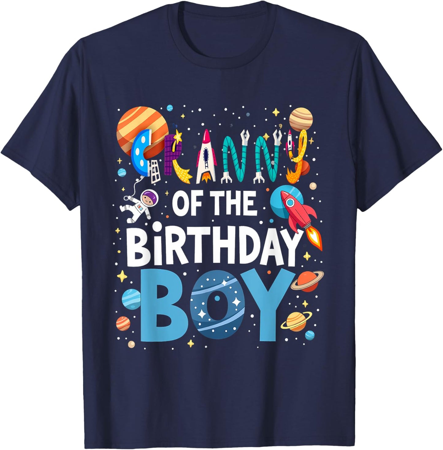 Astronaut 1st Birthday Grandma Granny Of The Birthday Boy T-Shirt - T-Shirt | Navy