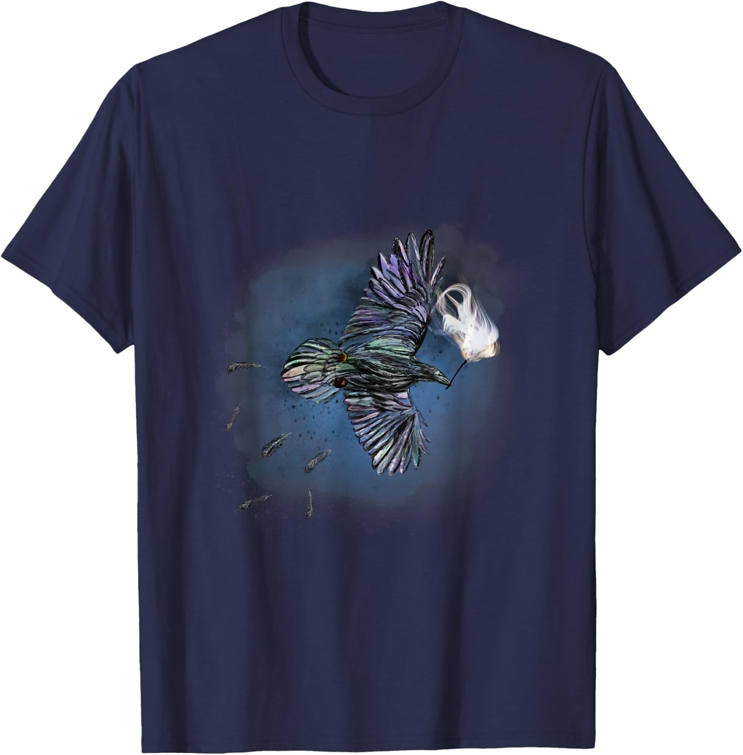 Rainbow Crow Carrying the Gift of Fire (Watercolor) T-Shirt - T-Shirt | Navy