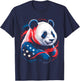 Panda 4th Of July Patriotic Panda Graphic American Flag Kids T-Shirt - T-Shirt | Navy