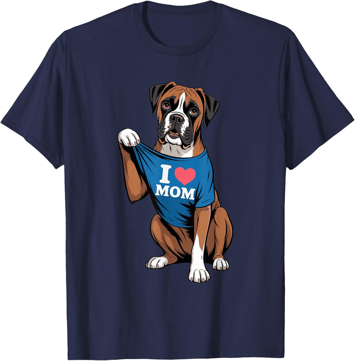 Cute Boxer Dog Lover Funny I Heart Mom Mother's Day T-Shirt - T-Shirt | Navy