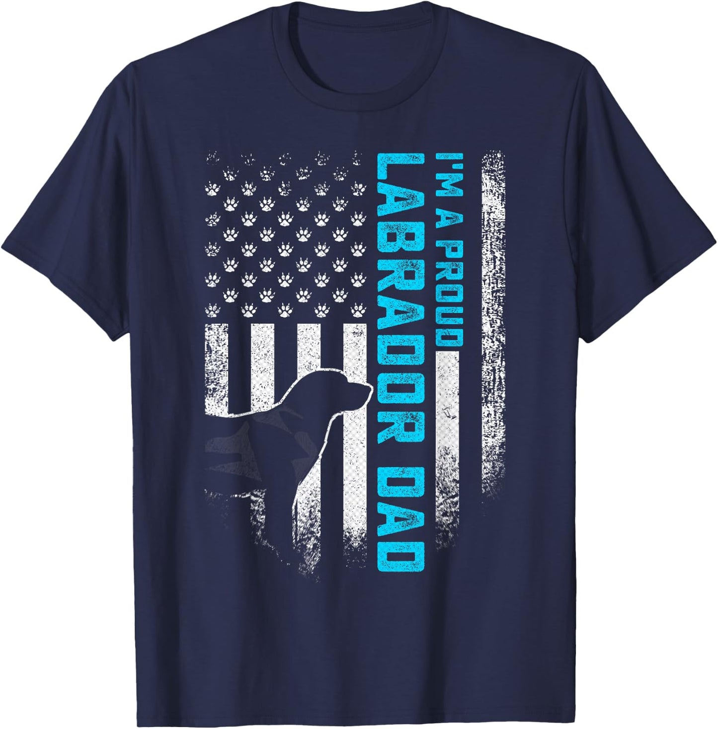 Vintage American Flag I'm A Proud Labrador Retriever Dad Lab Women Kids Men T-Shirt - T-Shirt | Navy