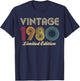 1980 45th Birthday Vintage Limited Edition 45 Years Old T-Shirt - T-Shirt | Navy