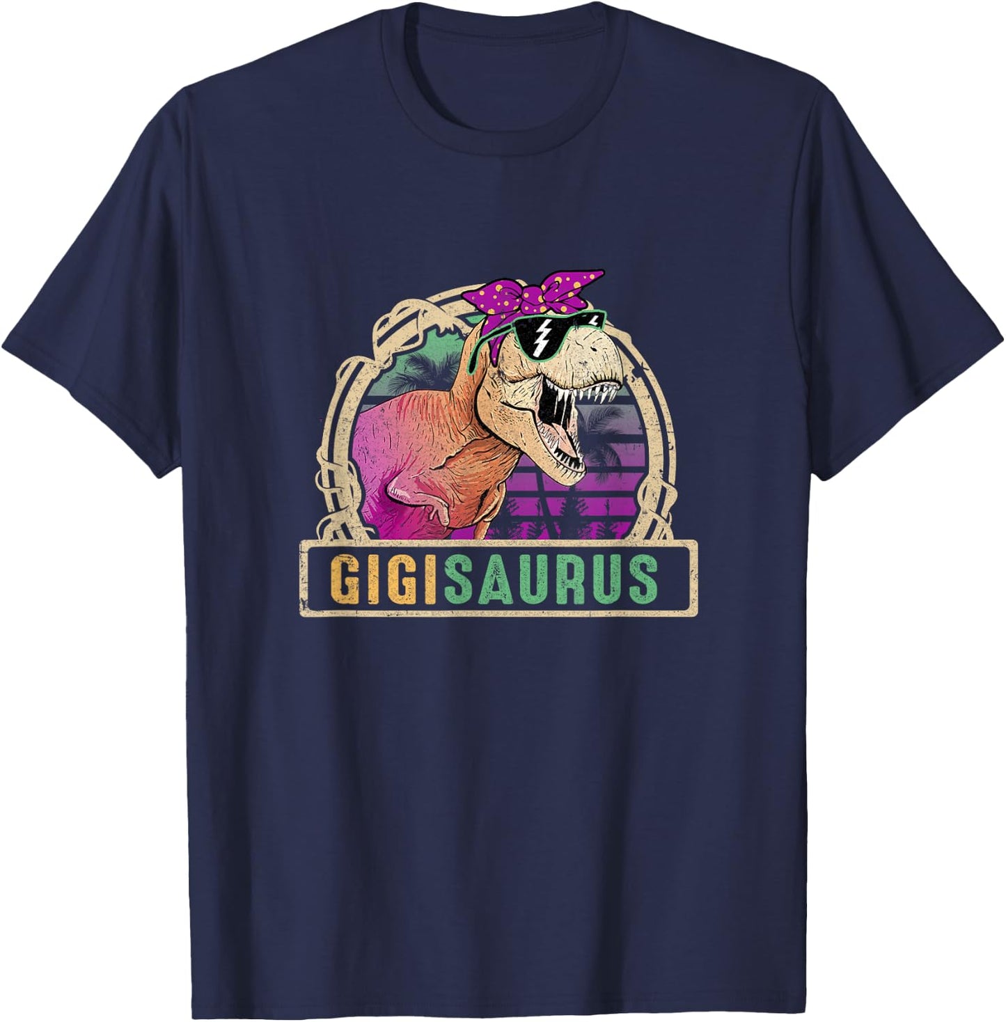 Gigi Saurus Gigisaurus T Rex Dinosaur Family Matching T-Shirt - T-Shirt | Navy