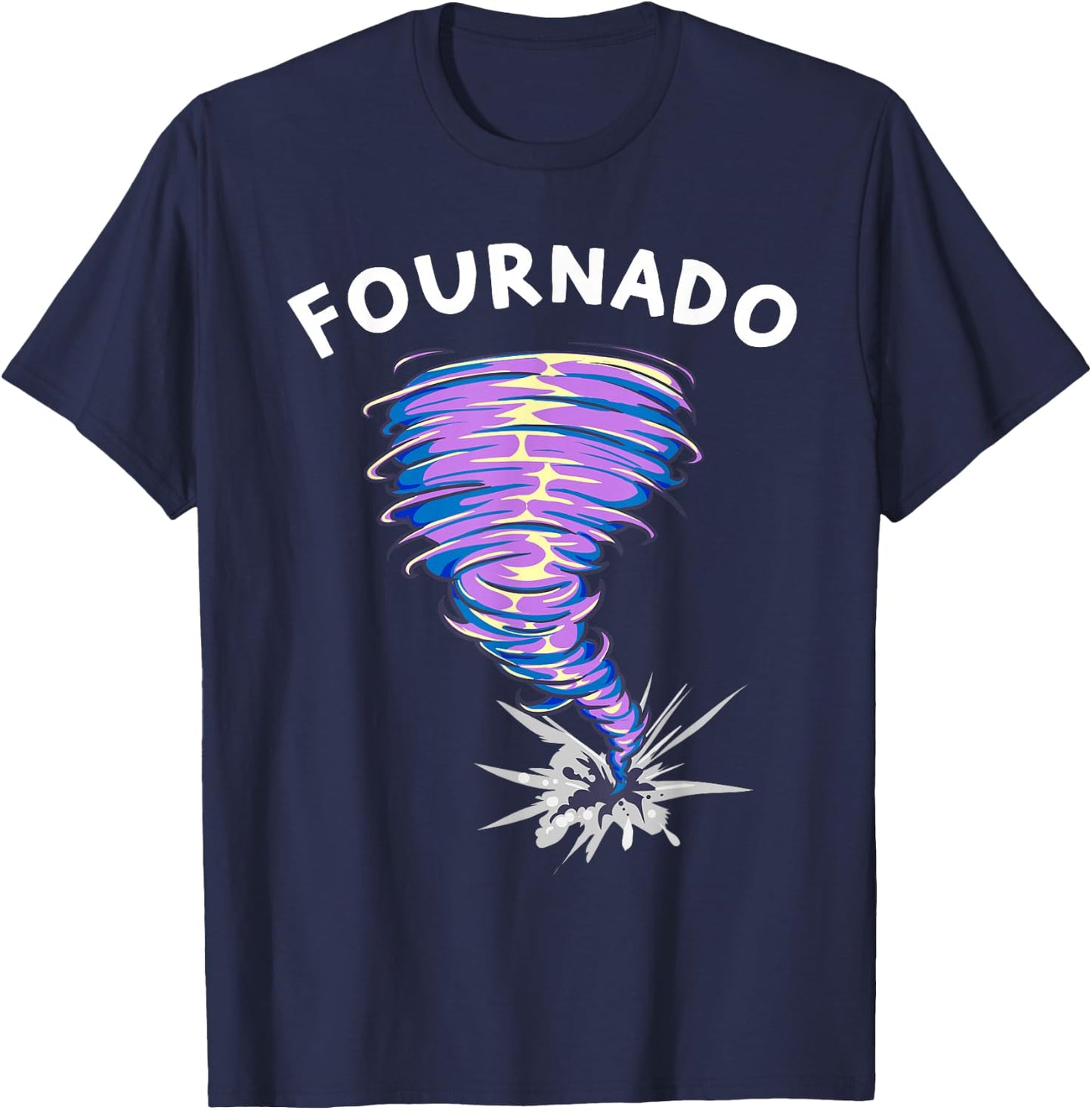 Fournado 4th Birthday 4 Year Old Tornado Birthday T-Shirt - T-Shirt | Navy