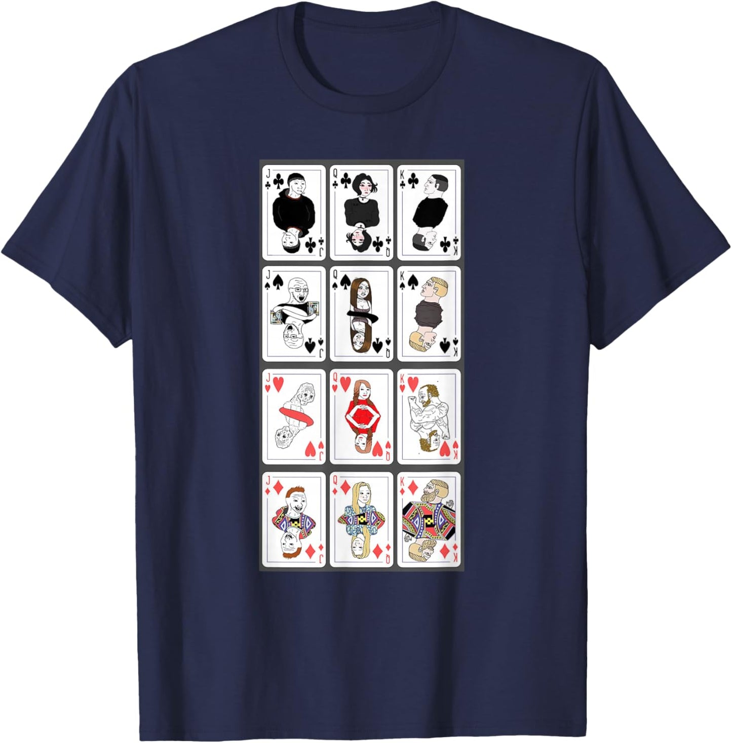 Wojak Meme Playing Cards T-Shirt - T-Shirt | Navy