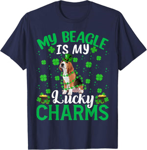 Funny My Beagle Are My Lucky Charms Beagle St Patrick's Day T-Shirt - T-Shirt | Navy
