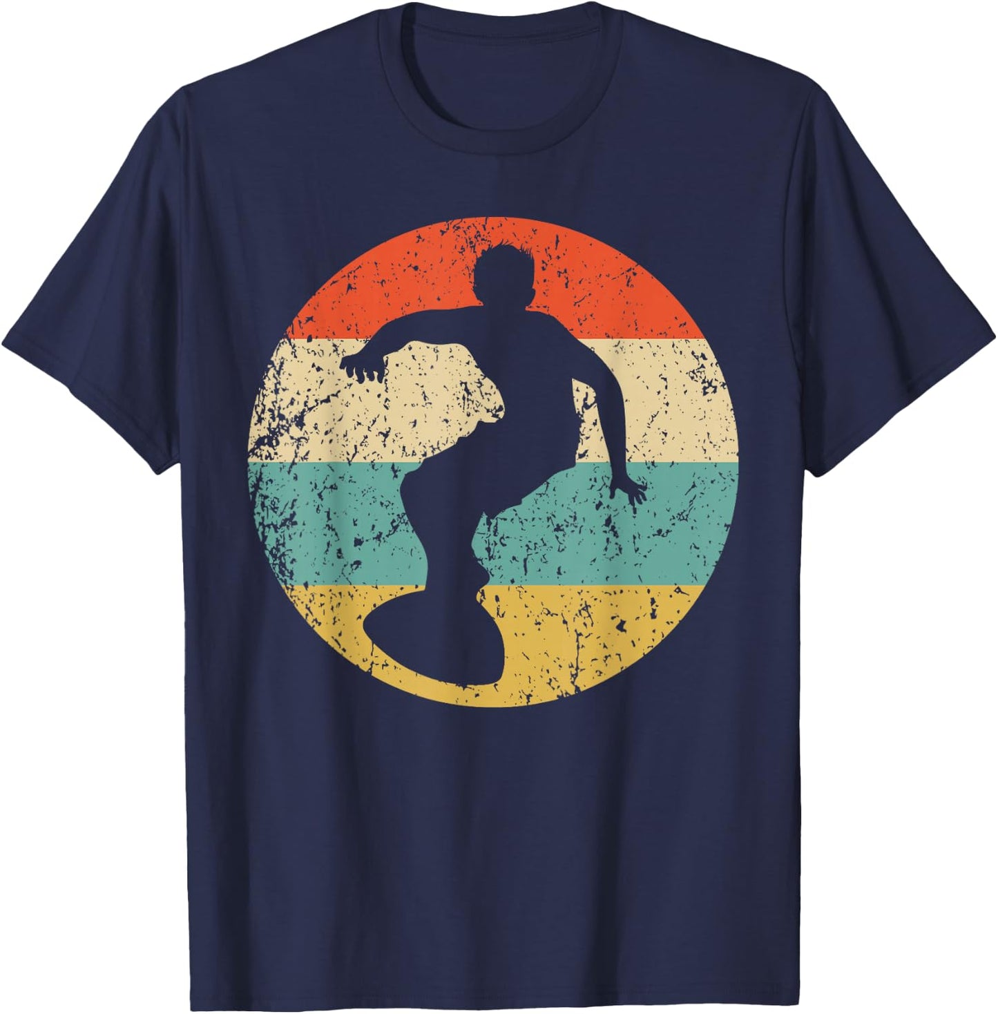 Surfer Silhouette Retro Surfing T-Shirt - T-Shirt | Navy