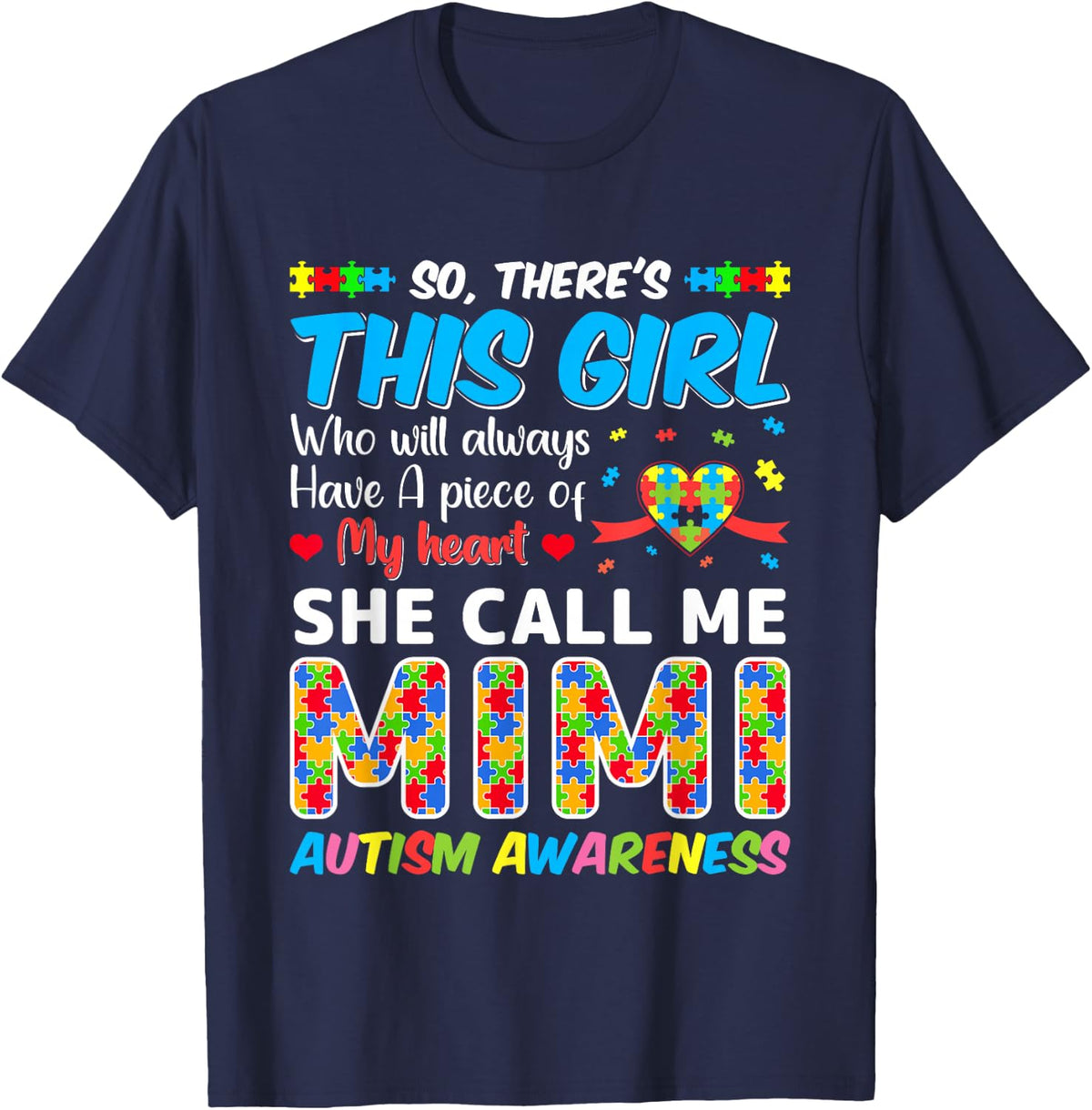 Autism Mimi - Autism Awareness Grandmom Autism Motivational T-Shirt - T-Shirt | Navy