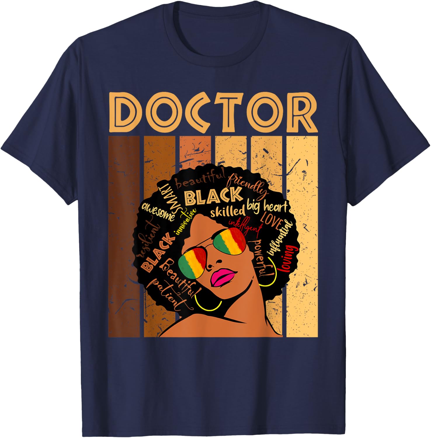Doctor Afro African American Women Black History Month T-Shirt - T-Shirt | Navy