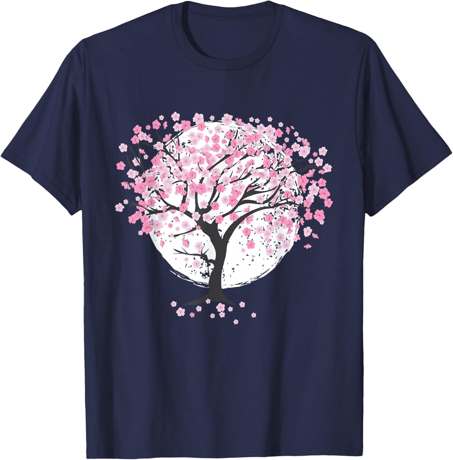 Cherry Blossoms, Cherry Tree, Japanese Blossoms, Spring Japanese T-Shirt - T-Shirt | Navy