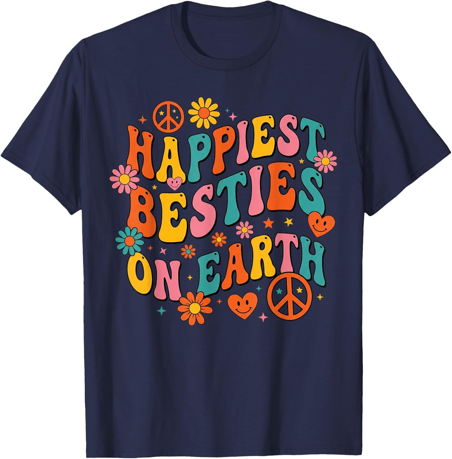 Happiest Besties On Earth Summer Beach Girls Trip Squad T-Shirt - T-Shirt | Navy