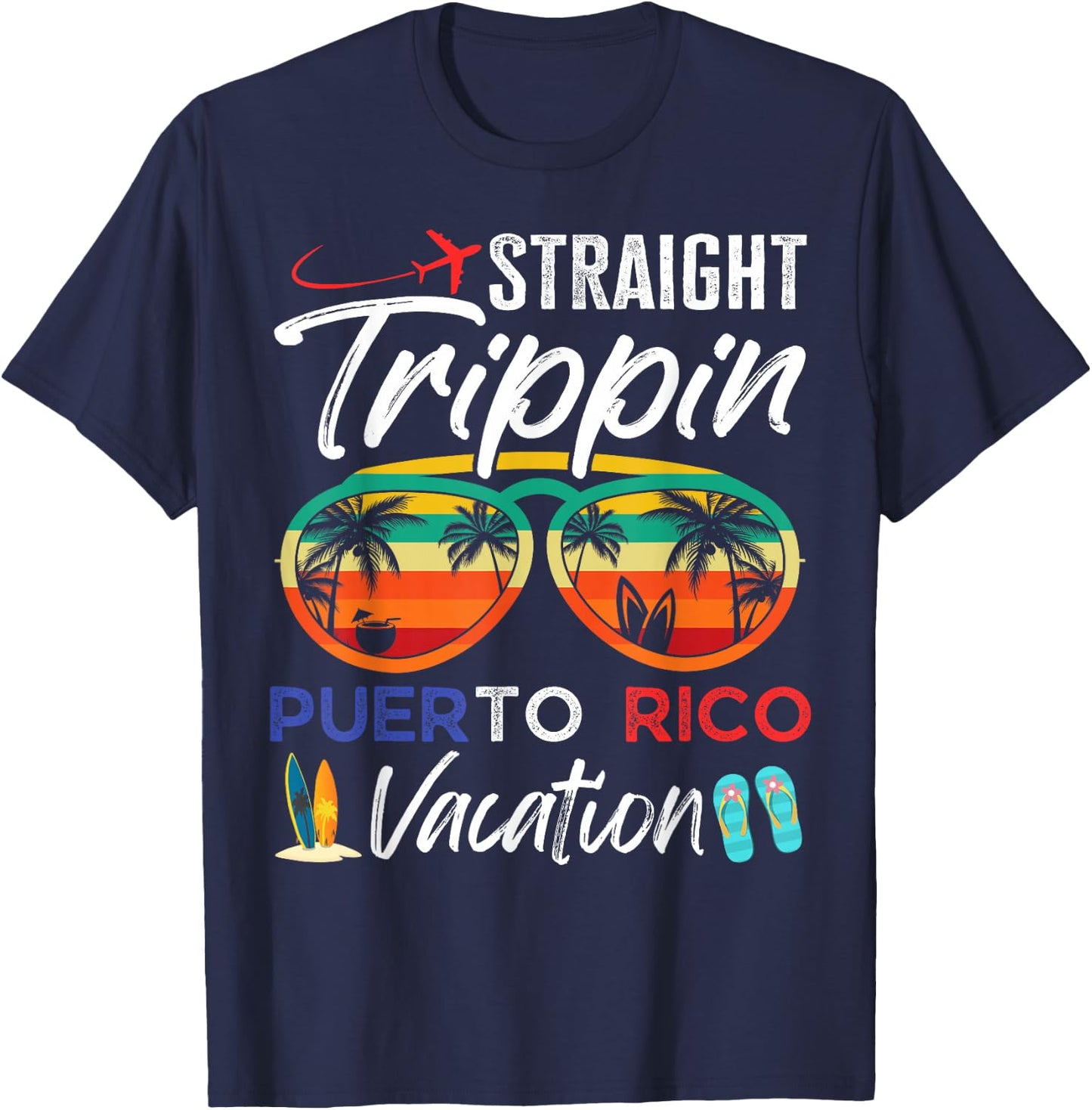 Straight Trippin Puerto Rico Couples Family Vacation Group T-Shirt - T-Shirt | Navy