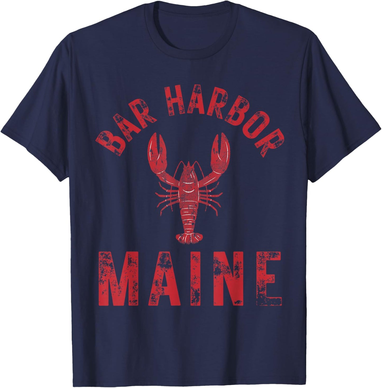 Bar Harbor Maine Lobster Travel Acadia Vintage T-Shirt - T-Shirt | Navy