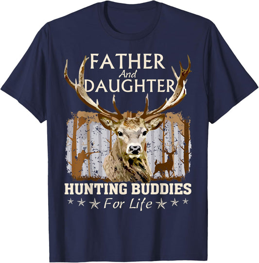 Father and Daughter Hunting Buddies Hunters Matching Hunting T-Shirt - T-Shirt | Navy