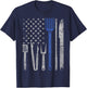 BBQ Grill pork with USA flag Cooking Chef t shirt Men Women T-Shirt - T-Shirt | Navy