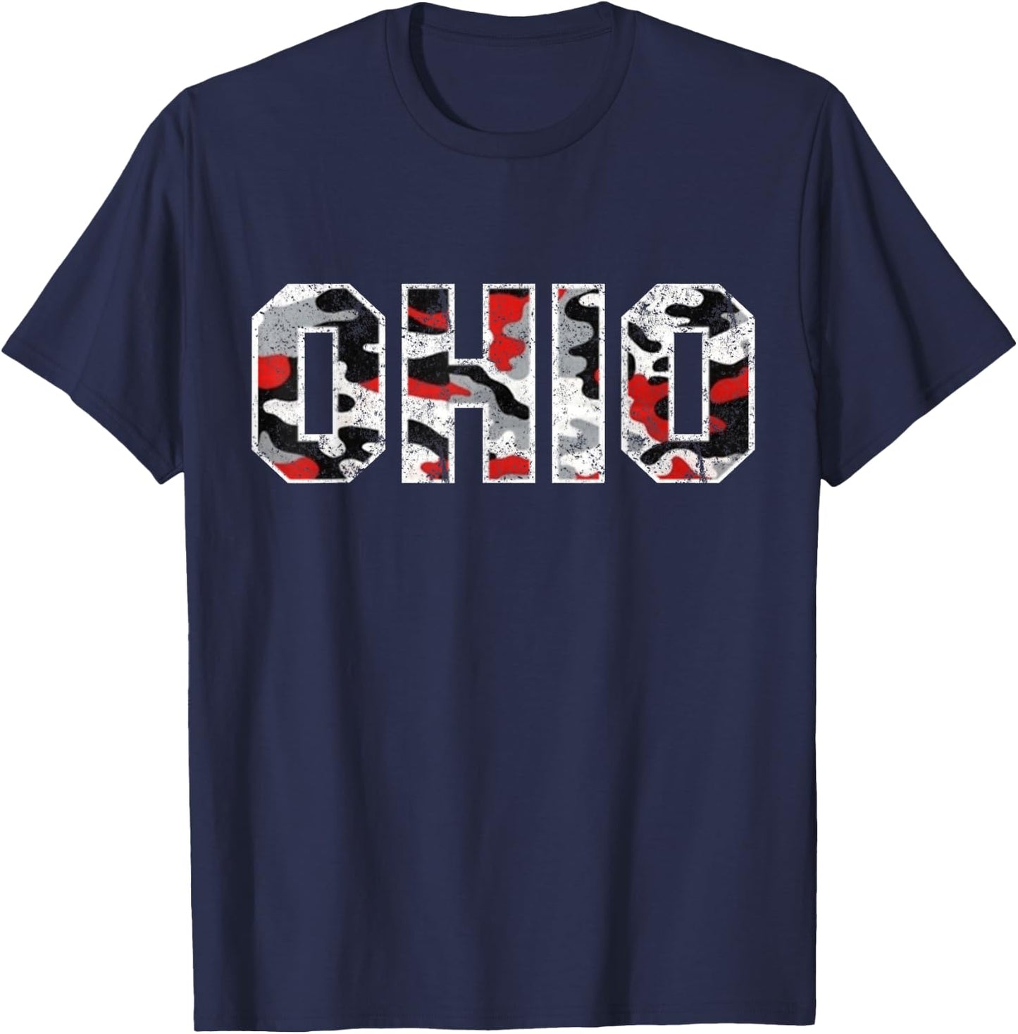 State of Ohio Ohioan Trendy Distressed Camo Graphic Designs T-Shirt - T-Shirt | Navy