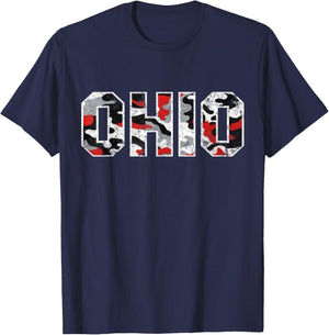 State of Ohio Ohioan Trendy Distressed Camo Graphic Designs T-Shirt - T-Shirt | Navy