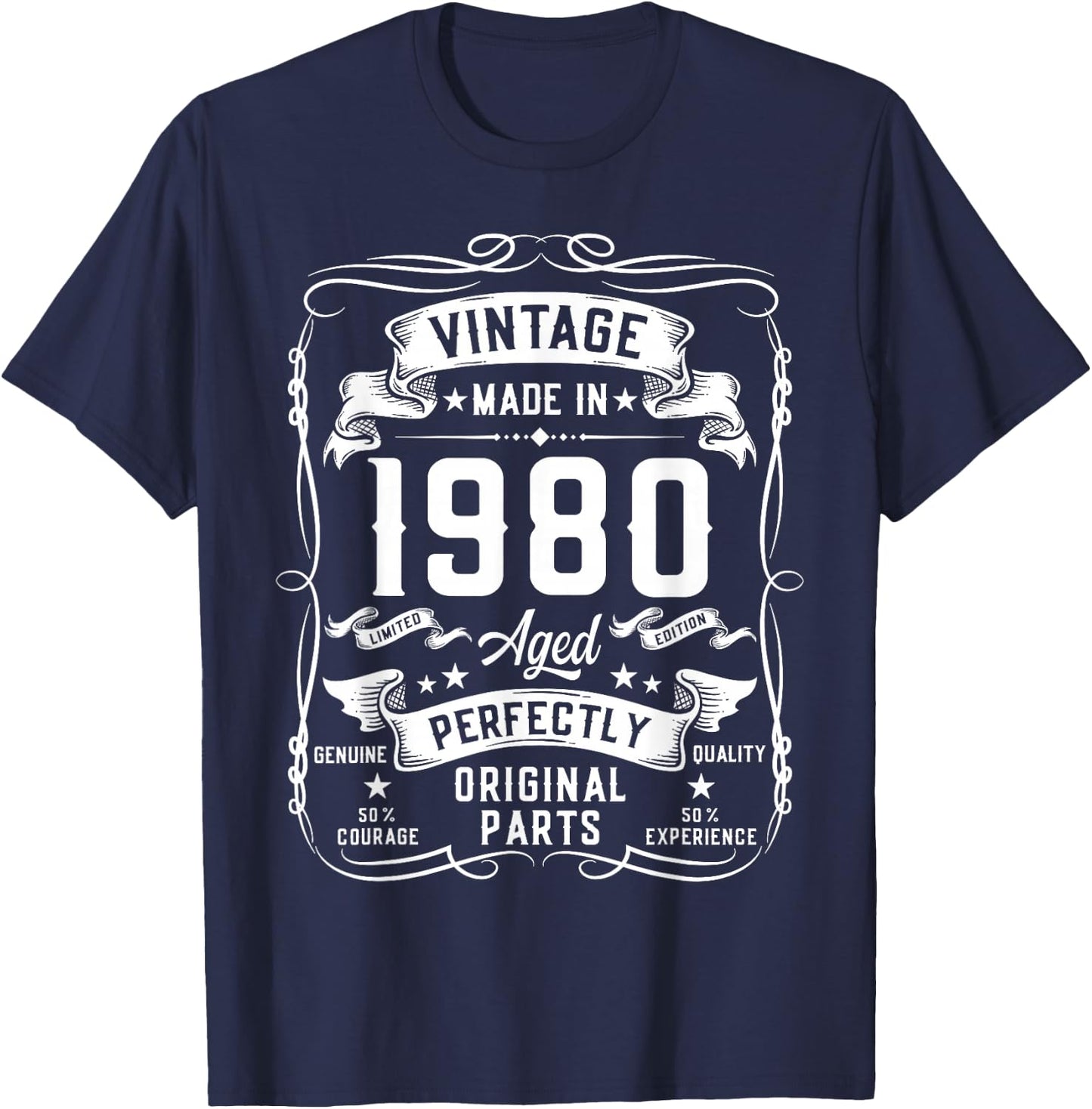 Vintage 1980 45yr 45th Birthday Gifts 45 Years Old T-Shirt - T-Shirt | Navy