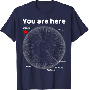 Nerdy You Are Here Tree of Life Evolution Biology Teacher T-Shirt - T-Shirt | Navy