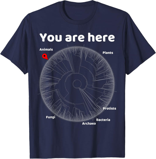 Nerdy You Are Here Tree of Life Evolution Biology Teacher T-Shirt - T-Shirt | Navy