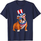 Merica Bulldog Dog 4th of July American Flag T-Shirt - T-Shirt | Navy