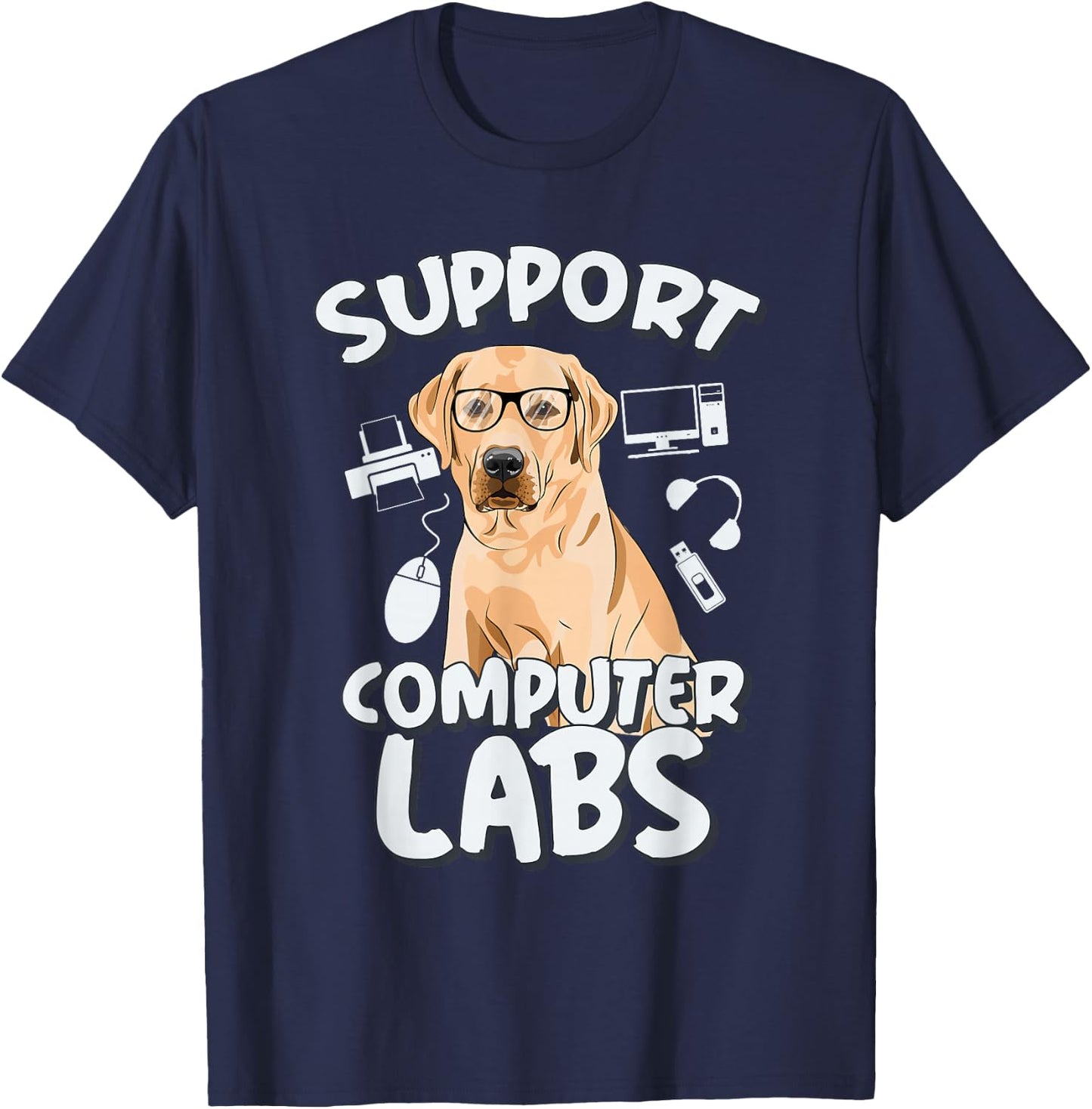 Computer Lab Funny Computer Science Teacher Dog T-Shirt - T-Shirt | Navy