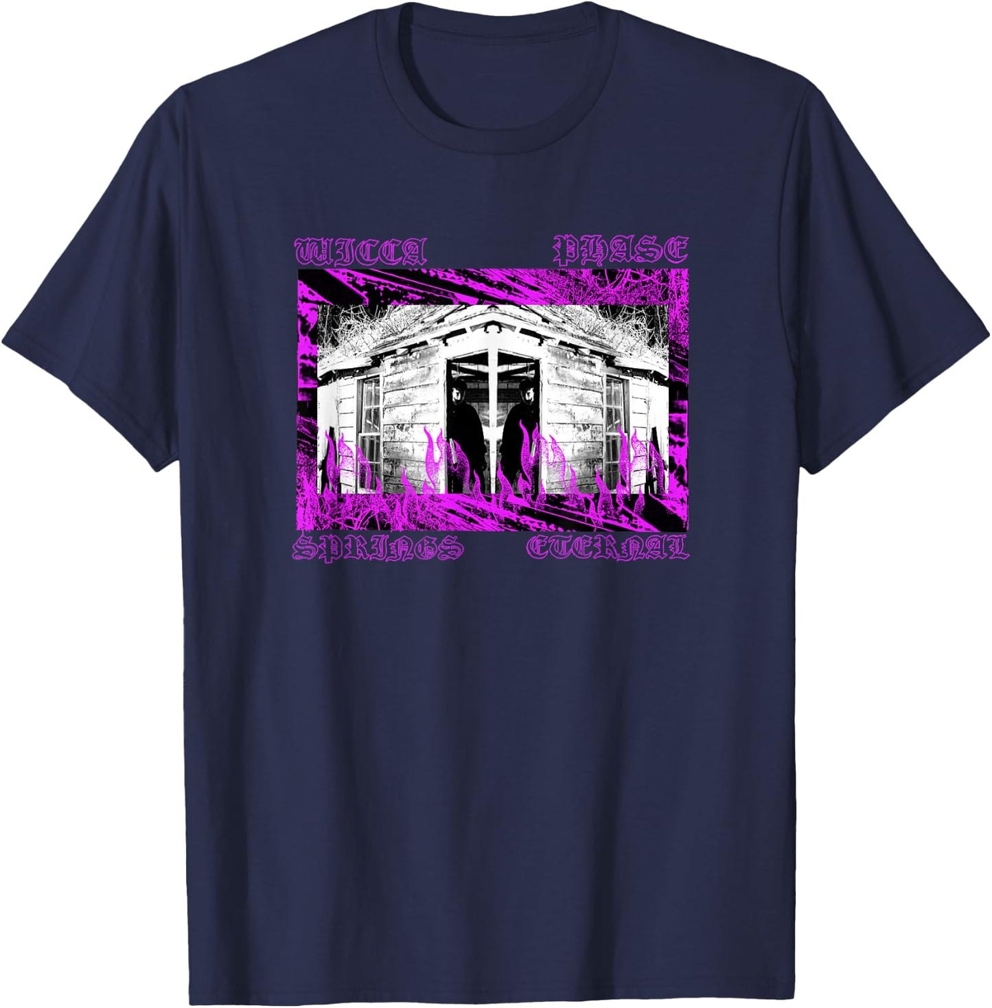 Wicca Phase Springs Eternal - Flames Shirt T-Shirt - T-Shirt | Navy