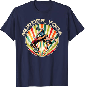 Wrestler Murder Yoga Vintage Retro Sunset Funny Wrestling T-Shirt - T-Shirt | Navy