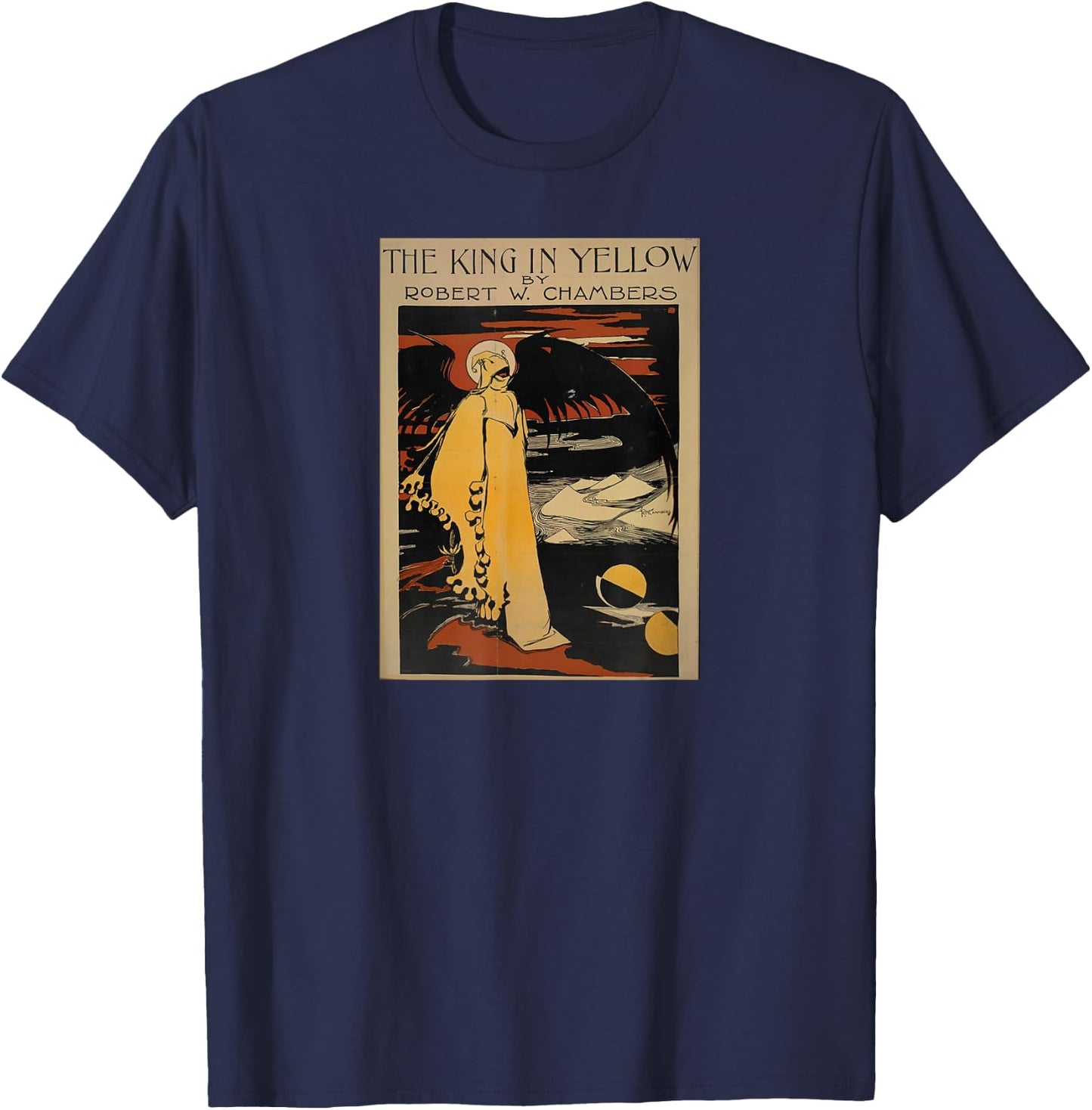 Vintage King In Yellow weird fiction cover Art Nouveau T-Shirt - T-Shirt | Navy