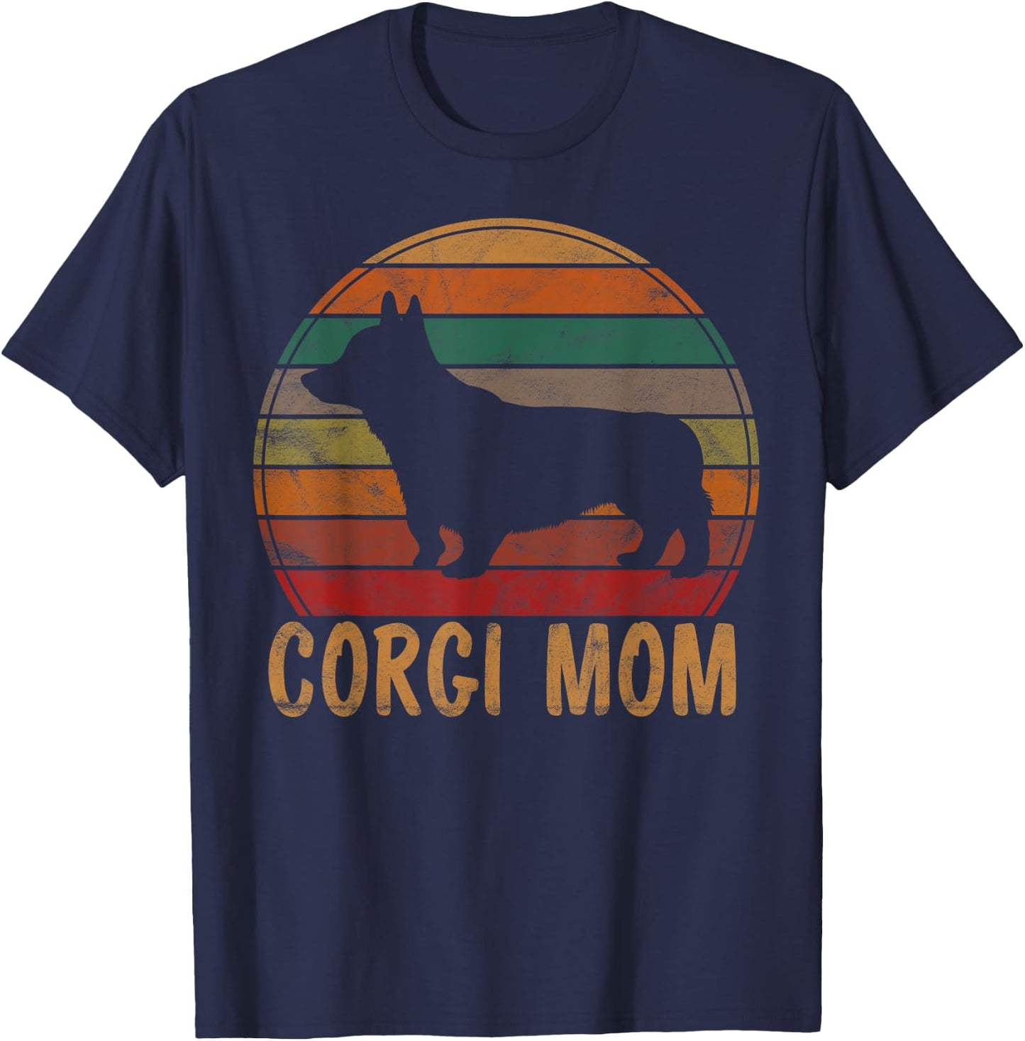 Retro Corgi Mom Gift Dog Mother Pet Welsh Corgi Mama T-Shirt - T-Shirt | Navy