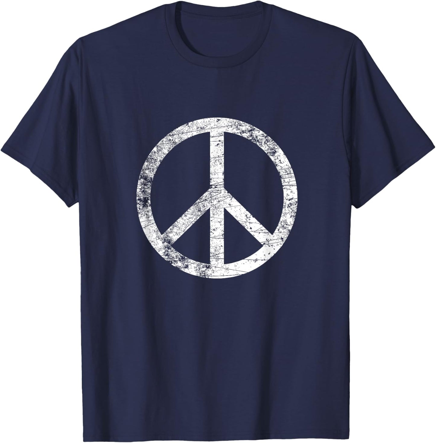 Distressed Peace Sign Retro Vintage Peace Symbol T-Shirt - T-Shirt | Navy