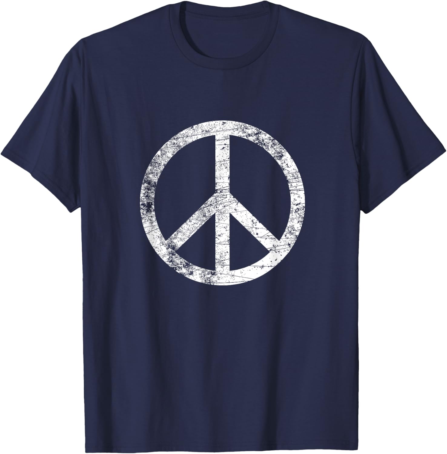 Distressed Peace Sign Retro Vintage Peace Symbol T-Shirt - T-Shirt | Navy