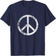 Distressed Peace Sign Retro Vintage Peace Symbol T-Shirt - T-Shirt | Navy