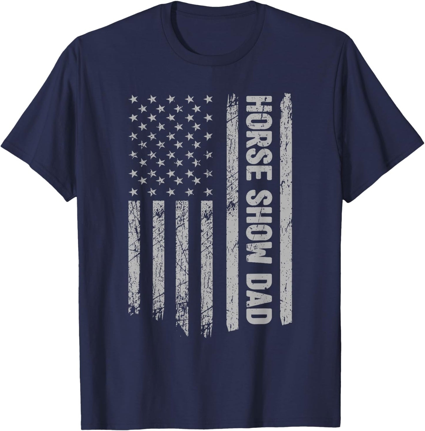 Funny Horse Show Dad America US Flag Patriot - Vintage T-Shirt - T-Shirt | Navy