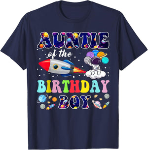 Auntie of The Birthday Boy Space Astronaut Birthday Family T-Shirt - T-Shirt | Navy