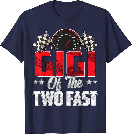 2 year old racing car two fast birthday 2nd Family Gigi T-Shirt - T-Shirt | Navy