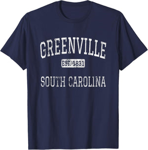 Greenville South Carolina SC Vintage T-Shirt - T-Shirt | Navy