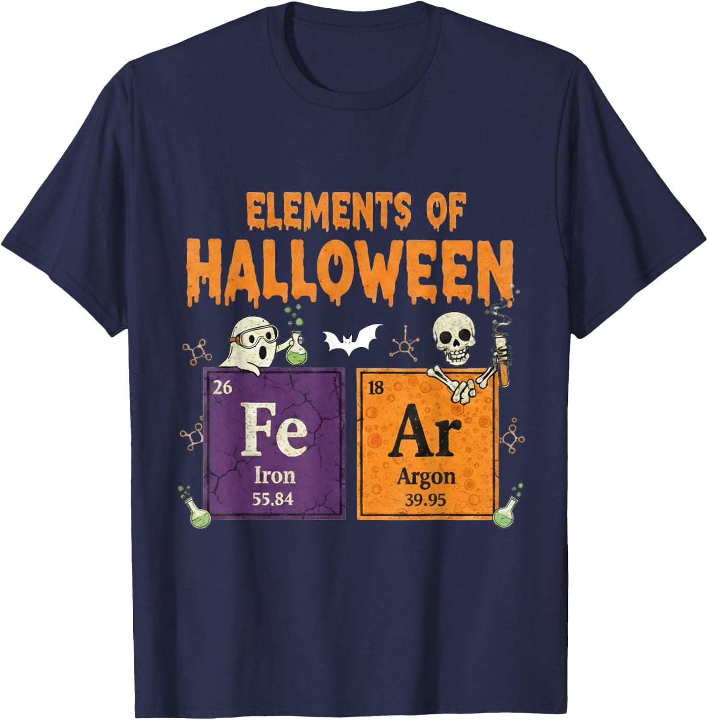 Elements of Halloween Fear Periodically Halloween Chemistry T-Shirt - T-Shirt | Navy