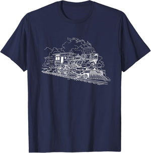 Railroad Steam Train Locomotive Modern Train Engineering T-Shirt - T-Shirt | Navy