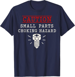 Caution Small Parts Choking Hazard Graphic Design T-Shirt - T-Shirt | Navy