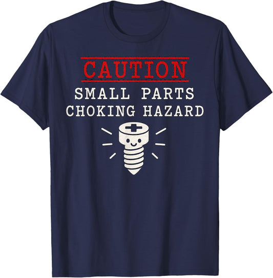 Caution Small Parts Choking Hazard Graphic Design T-Shirt - T-Shirt | Navy
