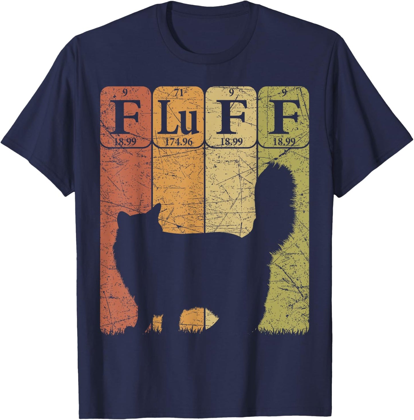 Fluff Cat Periodic Table Elements Cat Lover Cat Scientist T-Shirt - T-Shirt | Navy