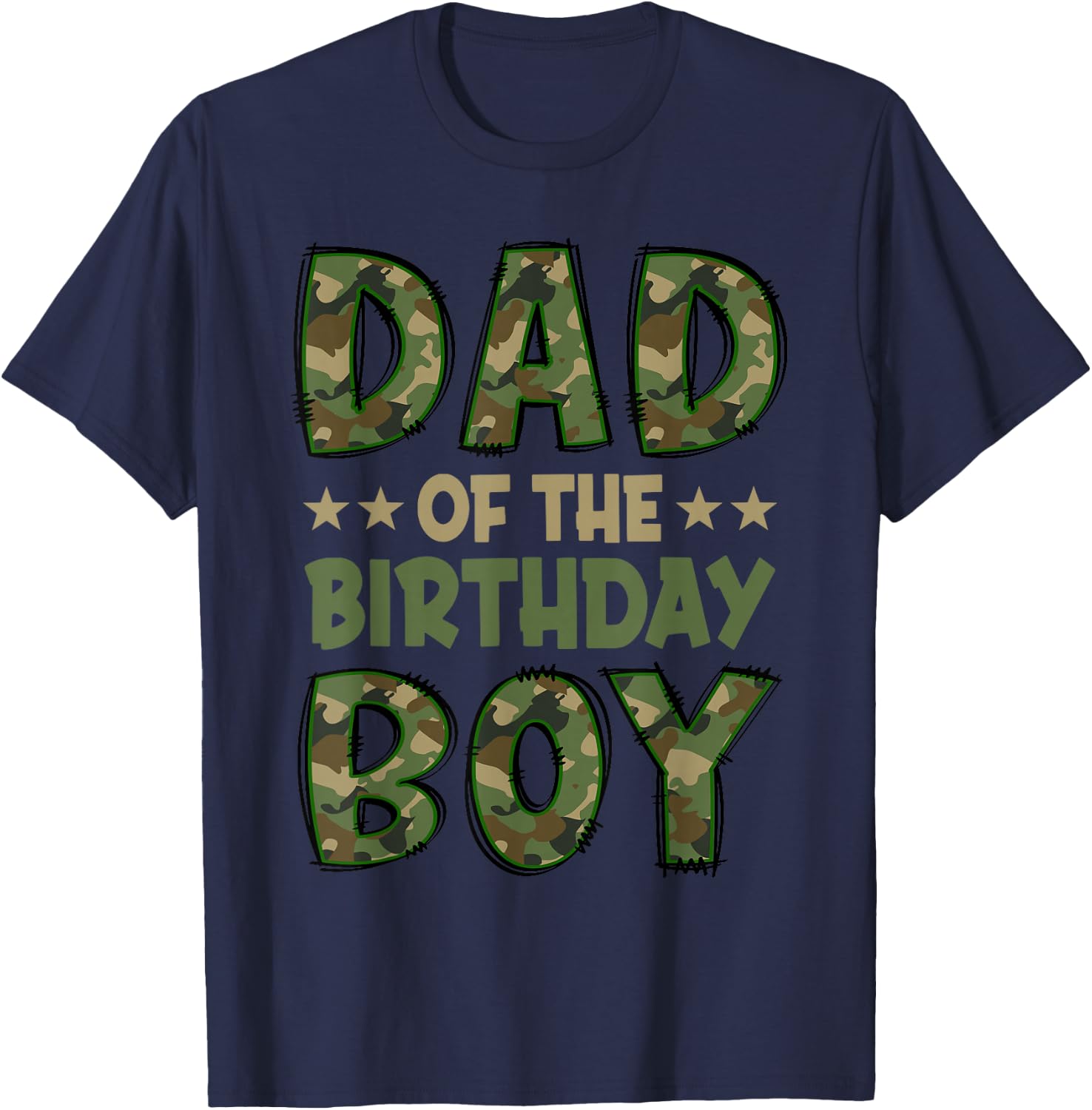Dad of The Birthday Boy Camo Family Group Matching T-Shirt - T-Shirt | Navy