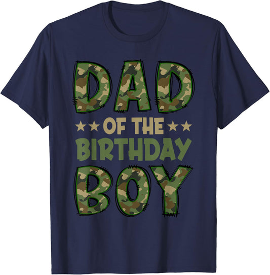 Dad of The Birthday Boy Camo Family Group Matching T-Shirt - T-Shirt | Navy