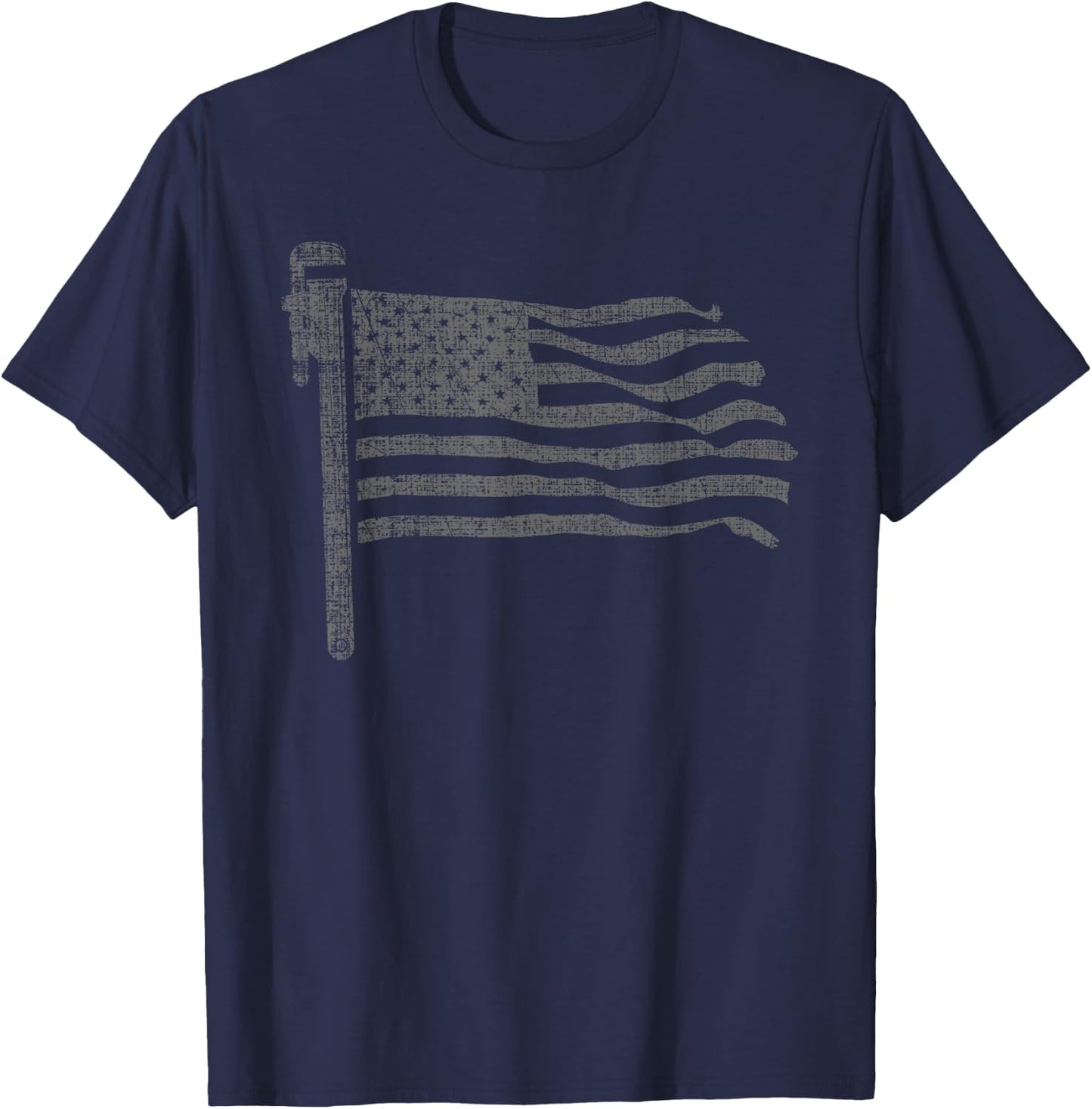Patriotic Plumber US Flag Plumbing Handyman Pipe Fitter T-Shirt - T-Shirt | Navy