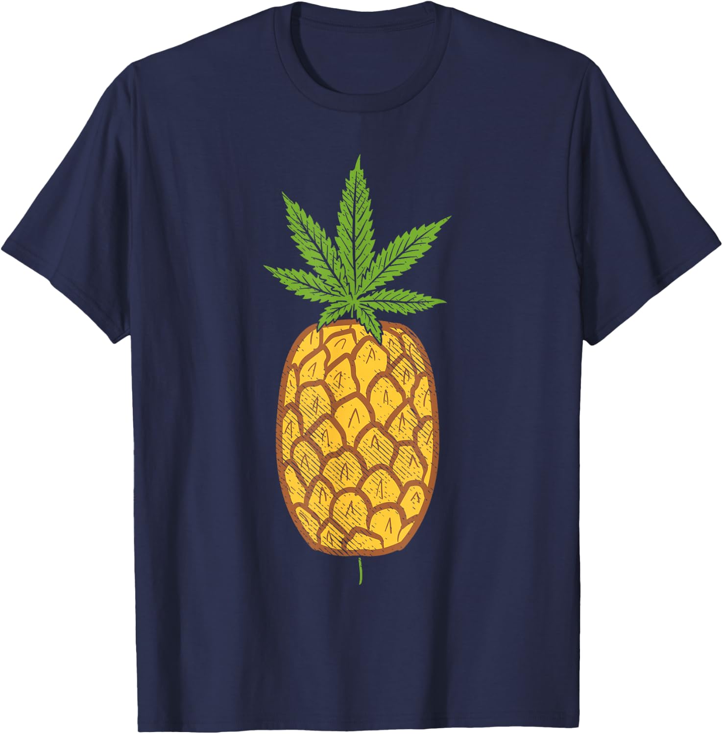 Pineapple Weed Cannabis Funny Marijuana 420 THC Stoner Gift T-Shirt - T-Shirt | Navy
