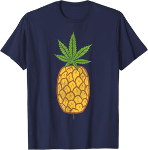 Pineapple Weed Cannabis Funny Marijuana 420 THC Stoner Gift T-Shirt - T-Shirt | Navy
